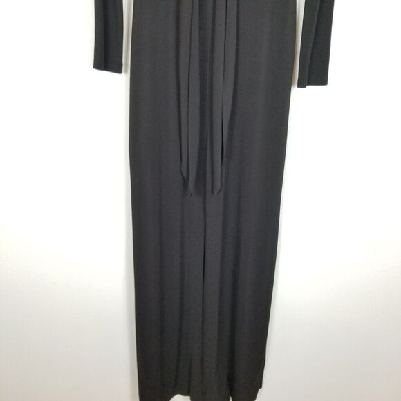 Alice+Olivia Women Salina Tie-Waist Maxi Dress Size S Black Evening Long Sleeve - Picture 4 of 9
